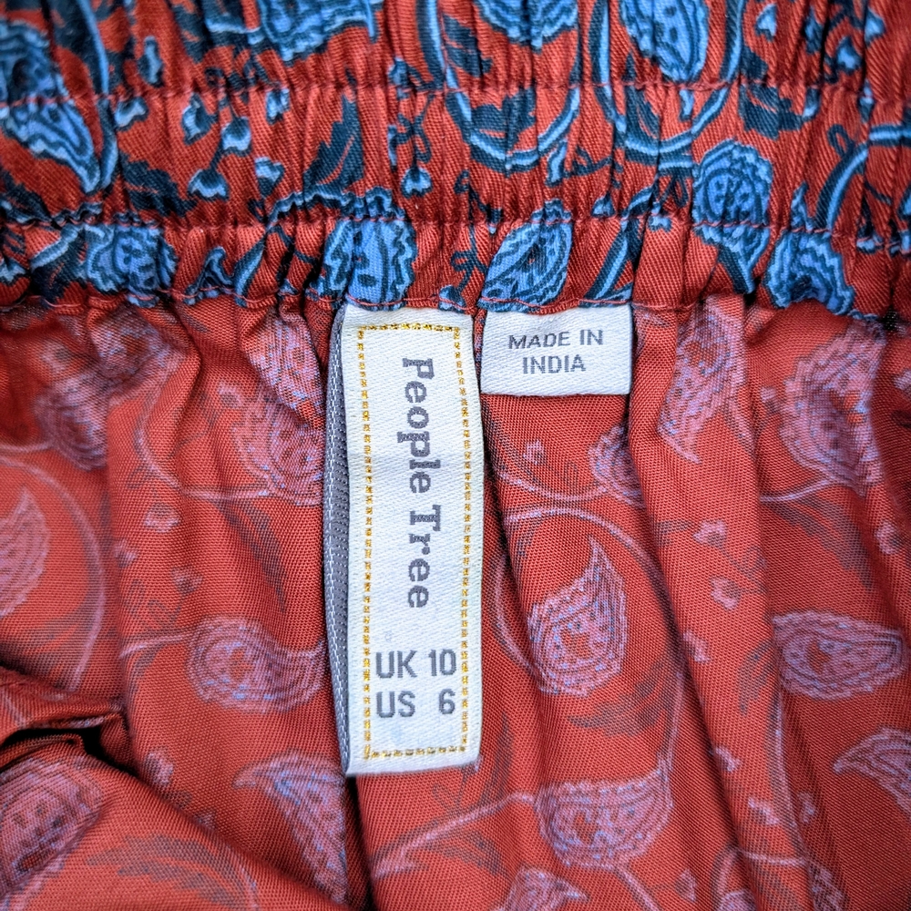 People Tree Red and Blue Patterned Skirt